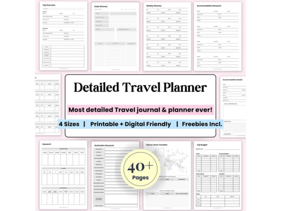 Download Travel Journal, Packing List, Itinerary - Travel journal Collection