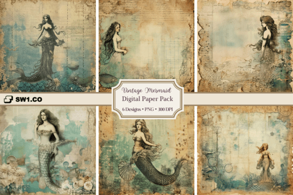 Download Vintage Mermaid Backgrounds PNG - Vintage mermaid Collection