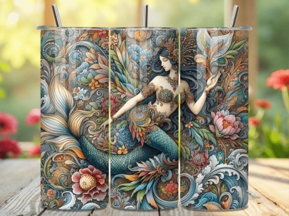 Download Vintage Mermaid Ocean Art Tumbler Wrap - Premium Resources