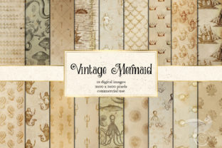 Download Vintage Mermaid Digital Paper - Vintage mermaid Collection