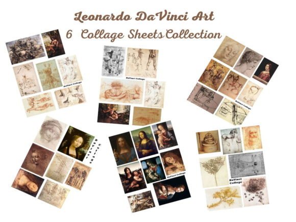 Download 6 DaVinci Art Collage Sheets Scrapbook - Collage sheets Collection