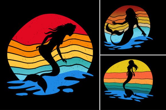 Download Sunset Retro Vintage Mermaid Vector - Premium Resources