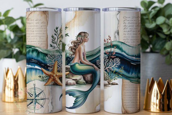 Download Vintage Mermaid Ocean Dreams 20oz Wrap - Premium Bundle