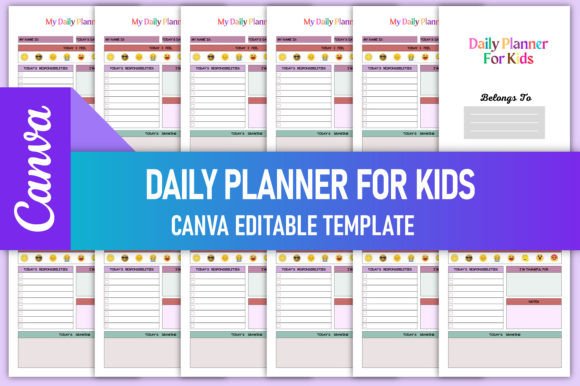 Download Editable Daily Planner for Kids Canva - Editable daily planner Collection