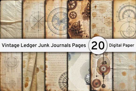 Download Vintage Ledger Junk Journals Pages - Junk journals Collection