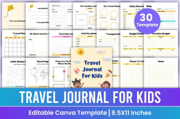 Download Travel Journal for Kids Canva Template - Travel journal Collection