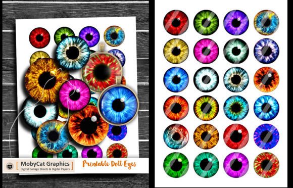 Download Printable Doll Eyes Collage Sheets - Collage sheets Collection