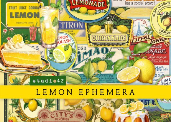 Download Lemon Ephemera Pack Collage Sheets - Collage sheets Collection