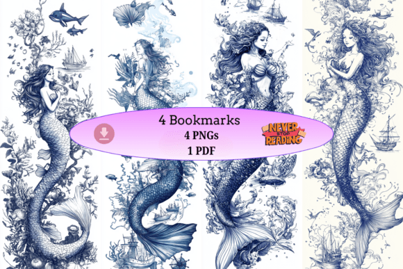 Download Vintage Mermaid Bookmarks - Vintage mermaid Collection
